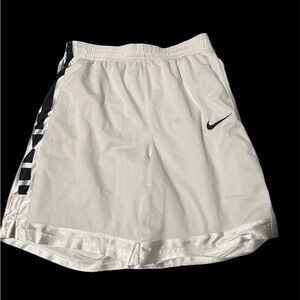 Nike Men's White Shorts with Black Swoosh